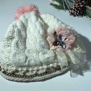 New ~ Pom Pom Paper Boy Cable knit Cap ~ New with tags ~ From the Boutique